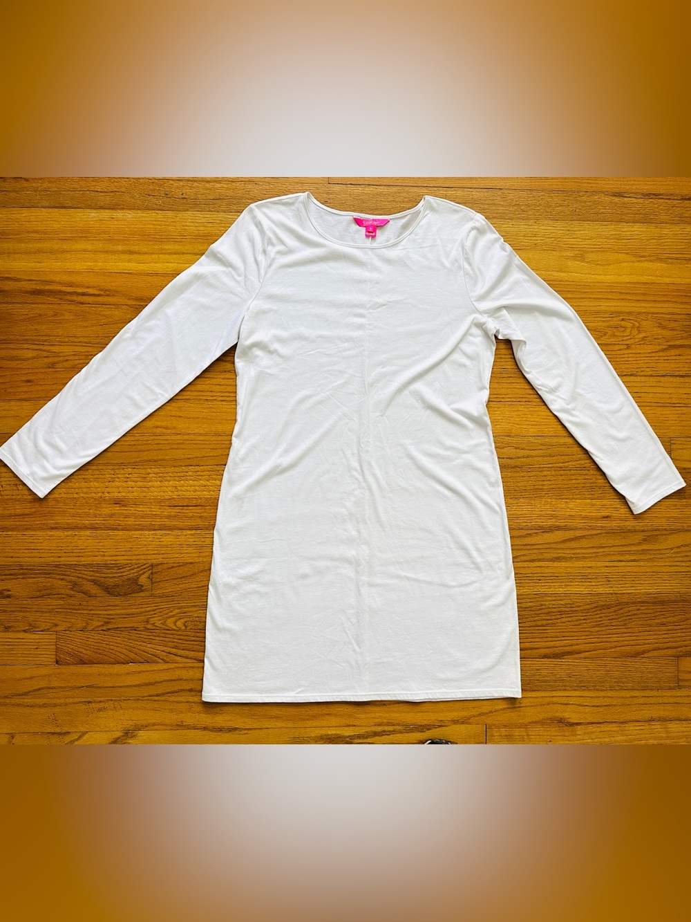 Lilly Pulitzer Small Carlene White lightweight LS scoop neck dress,  PTP 19.5” - Picture 2 of 5